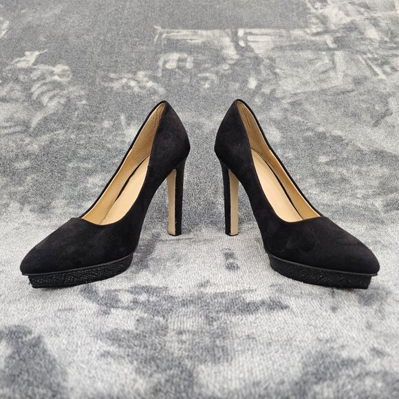 H & M shoes Womens 8 slip on pumps black faux suede stiletto heels pointed toe - Picture 11 of 12